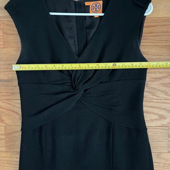 Tory Burch Patrice Twist Front Sheath Dress Sz 4 Black Classic Workwear Cocktail - Picture 10 of 13